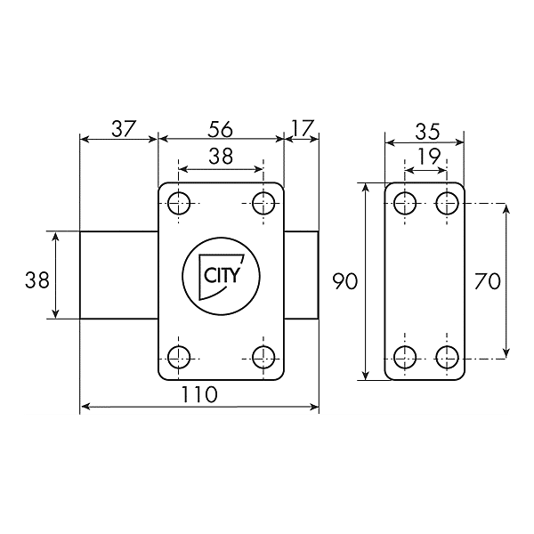 Verrou à bouton tournant City 25 photo du produit visuel_1 2XL