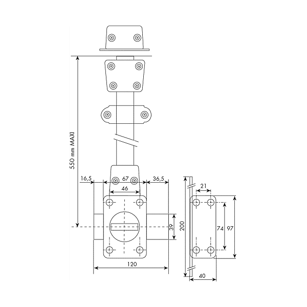 Verrou à bouton Zénith haut et côté photo du produit visuel_1 2XL
