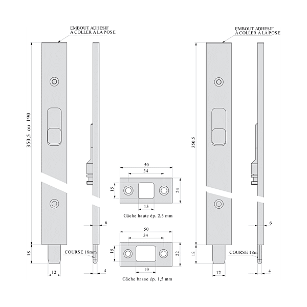 Verrou à onglet en applique 287* 0P photo du produit visuel_1 2XL