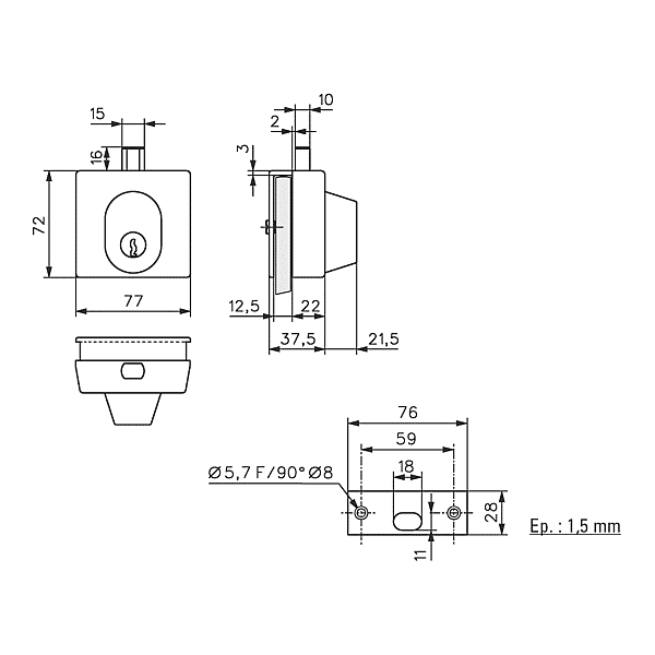 Verrou cavalier n° 1435 photo du produit visuel_1 2XL