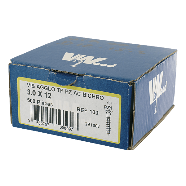 Vis à bois tête fraisée Pozidriv acier zingué bichromaté photo du produit visuel_1 2XL