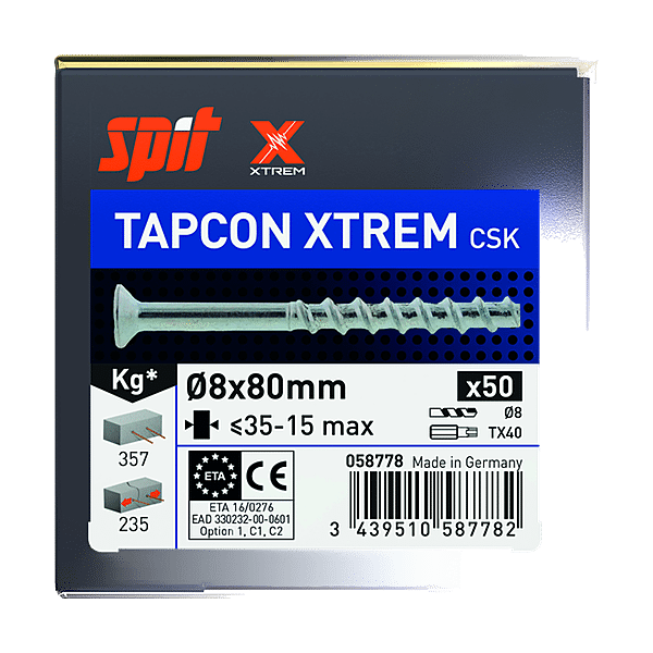 Vis béton tête fraisée acier zingué TAPCON XTREM CSK photo du produit visuel_1 2XL